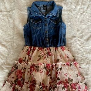 Girls Country Jean Floral Swing Dress Size 12